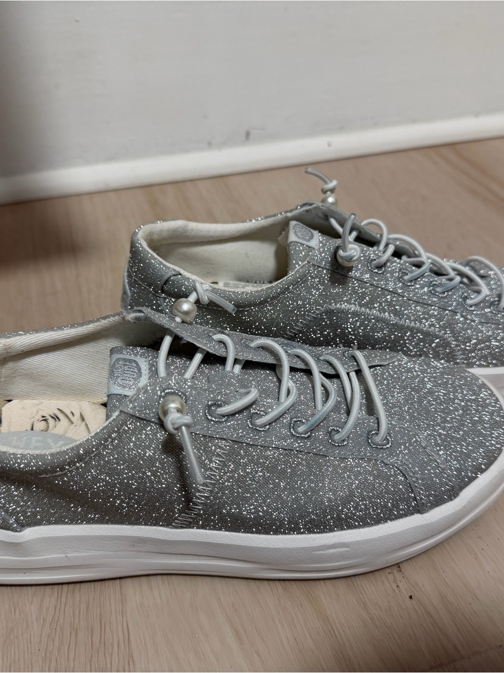 Hey Dude Silver Glitter Sneakers